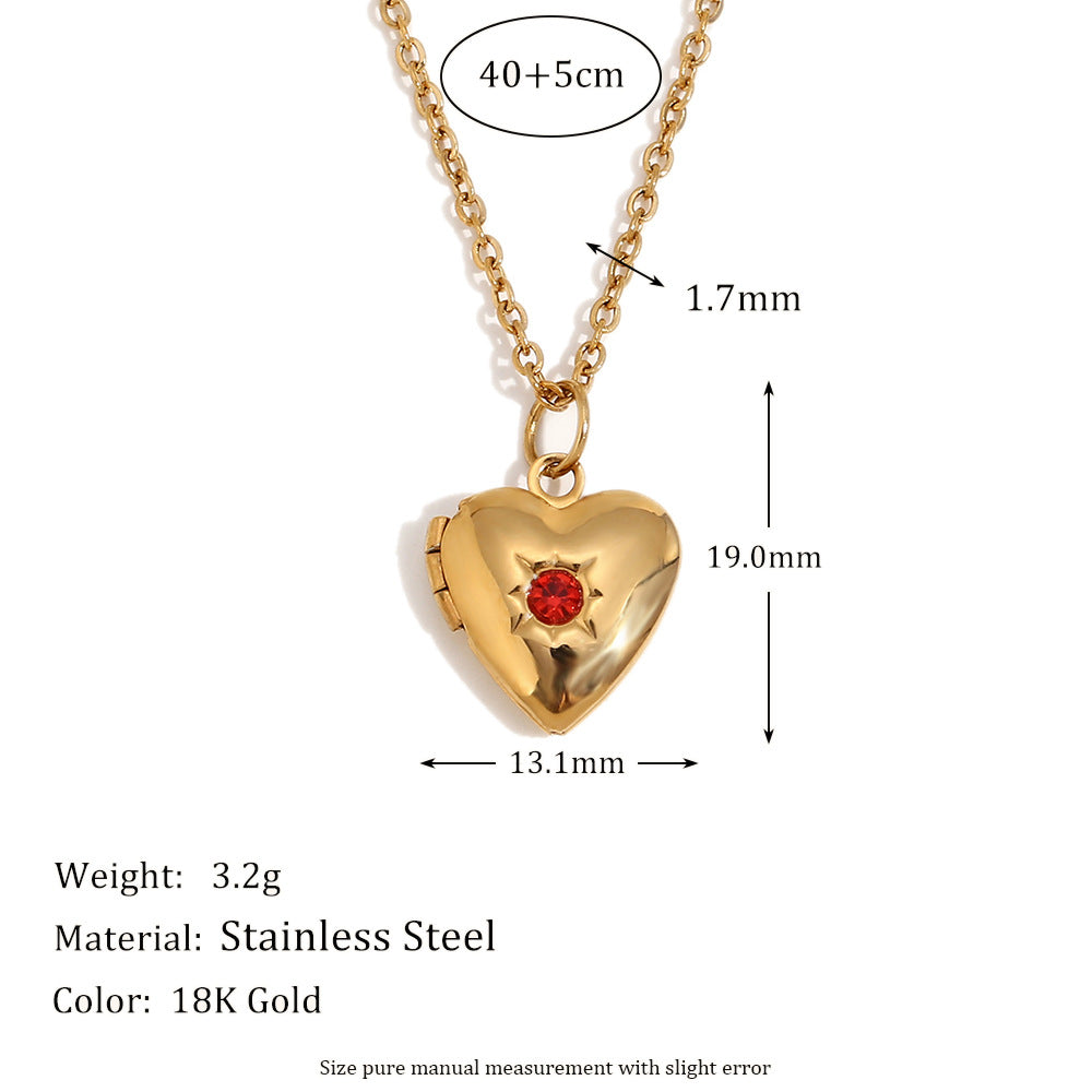 Minimally designed niche love pendant made of stainless steel plated with 18K gold, born in December with a stone box necklace