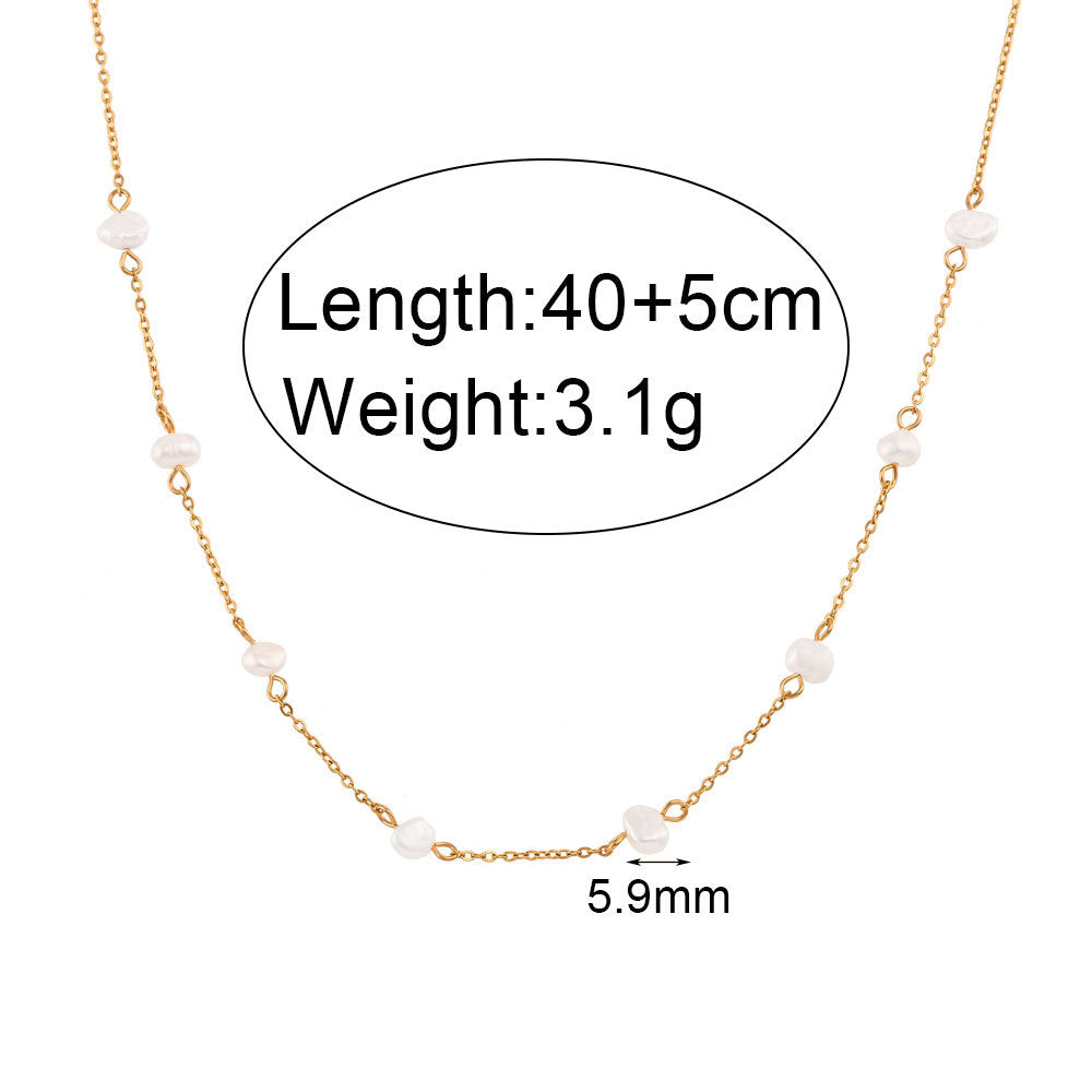 Fashionable, minimalist, trendy bracelet accessories for women, niche, light luxury, stainless steel, freshwater pearl chain necklace
