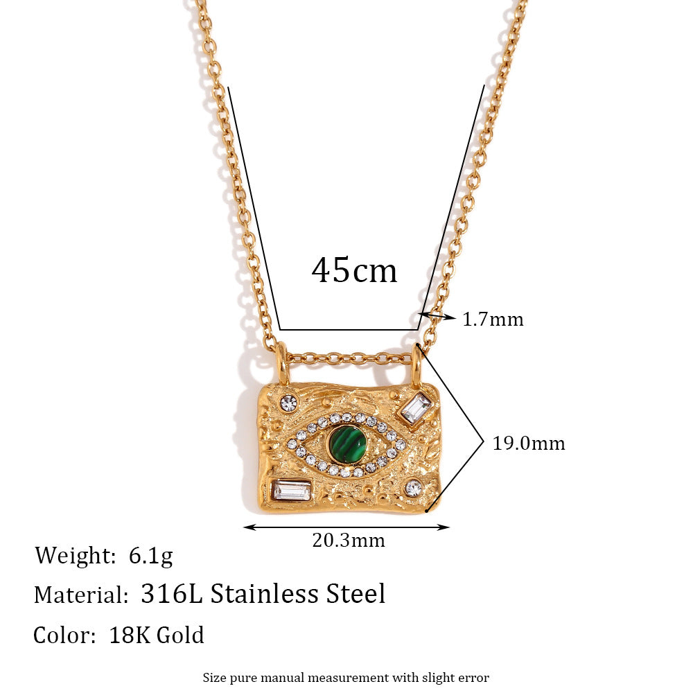 Fashionable luxury peacock stone eyes zircon pendant necklace titanium steel gold-plated jewelry set jewelry for women