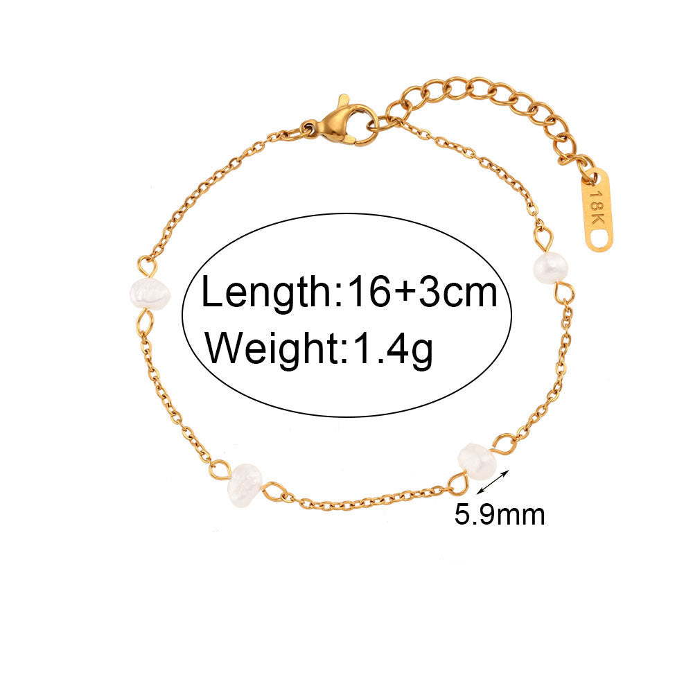 Fashionable, minimalist, trendy bracelet accessories for women, niche, light luxury, stainless steel, freshwater pearl chain necklace